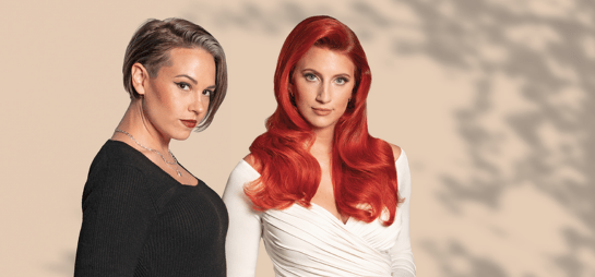 two females with color hair treatments