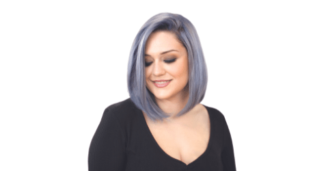 Model with short gray hair