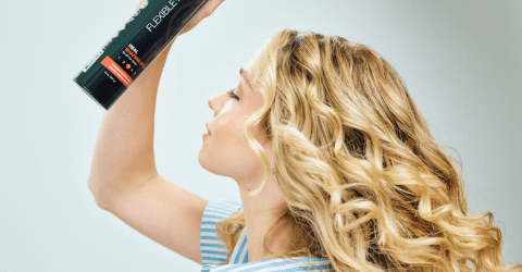 Model with hairspray